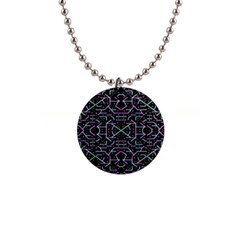 Lines And Dots Motif Geometric Seamless Pattern 1  Button Necklace by dflcprintsclothing