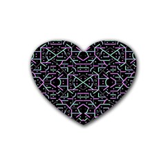 Lines And Dots Motif Geometric Seamless Pattern Rubber Coaster (heart)  by dflcprintsclothing