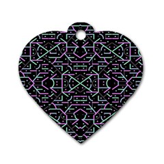 Lines And Dots Motif Geometric Seamless Pattern Dog Tag Heart (one Side) by dflcprintsclothing