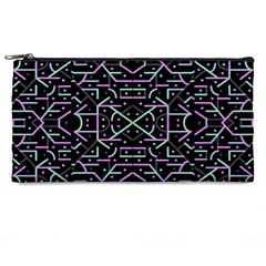 Lines And Dots Motif Geometric Seamless Pattern Pencil Case by dflcprintsclothing