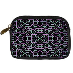 Lines And Dots Motif Geometric Seamless Pattern Digital Camera Leather Case