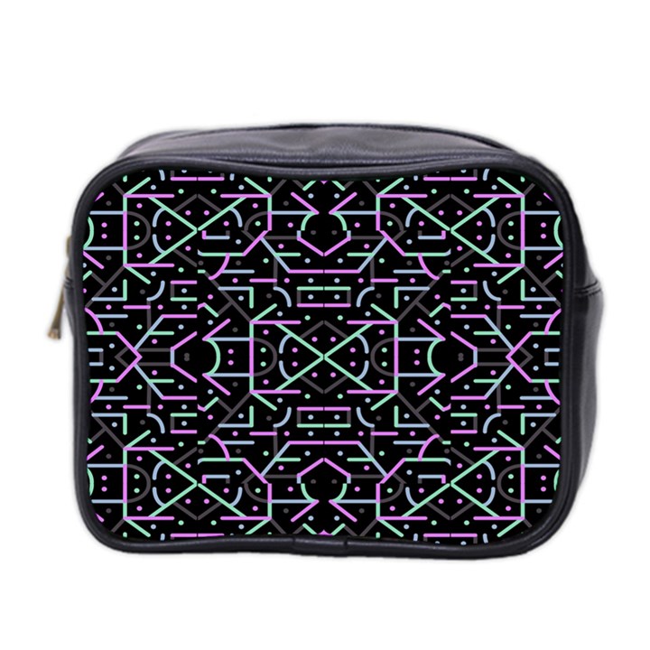 Lines And Dots Motif Geometric Seamless Pattern Mini Toiletries Bag (Two Sides)