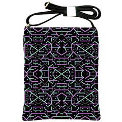 Lines And Dots Motif Geometric Seamless Pattern Shoulder Sling Bag by dflcprintsclothing