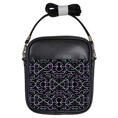 Lines And Dots Motif Geometric Seamless Pattern Girls Sling Bag by dflcprintsclothing