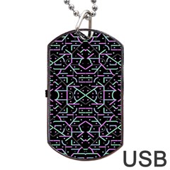 Lines And Dots Motif Geometric Seamless Pattern Dog Tag Usb Flash (one Side) by dflcprintsclothing