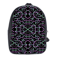 Lines And Dots Motif Geometric Seamless Pattern School Bag (xl) by dflcprintsclothing