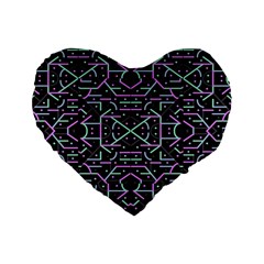 Lines And Dots Motif Geometric Seamless Pattern Standard 16  Premium Heart Shape Cushions by dflcprintsclothing