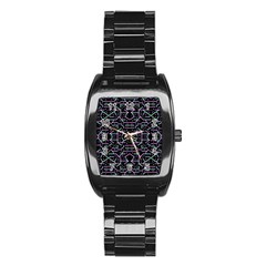 Lines And Dots Motif Geometric Seamless Pattern Stainless Steel Barrel Watch by dflcprintsclothing