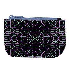 Lines And Dots Motif Geometric Seamless Pattern Large Coin Purse by dflcprintsclothing