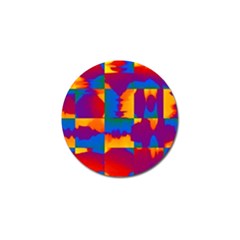 Gay Pride Rainbow Painted Abstract Squares Pattern Golf Ball Marker by VernenInk