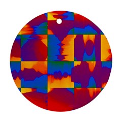 Gay Pride Rainbow Painted Abstract Squares Pattern Round Ornament (two Sides)