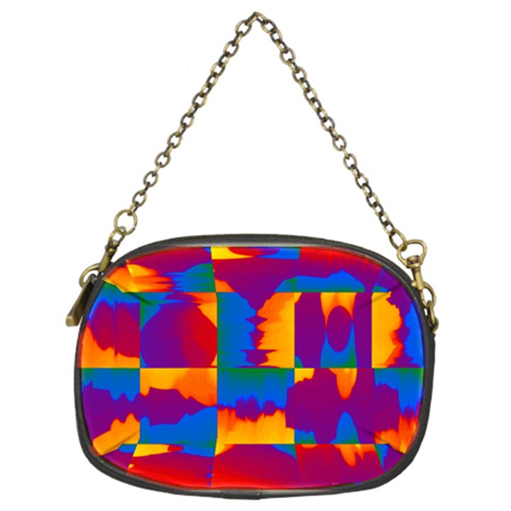 Gay Pride Rainbow Painted Abstract Squares Pattern Chain Purse (Two Sides)