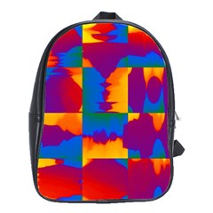 Gay Pride Rainbow Painted Abstract Squares Pattern School Bag (large) by VernenInk