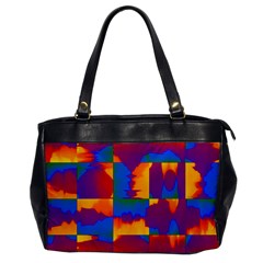 Gay Pride Rainbow Painted Abstract Squares Pattern Oversize Office Handbag