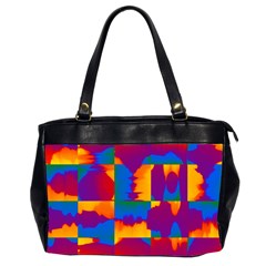 Gay Pride Rainbow Painted Abstract Squares Pattern Oversize Office Handbag (2 Sides)