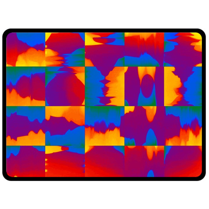 Gay Pride Rainbow Painted Abstract Squares Pattern Fleece Blanket (Large) 