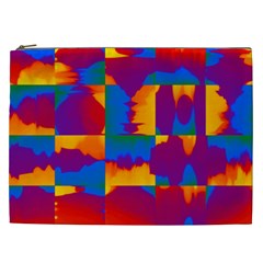 Gay Pride Rainbow Painted Abstract Squares Pattern Cosmetic Bag (xxl)