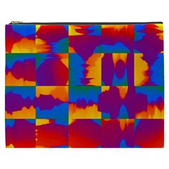 Gay Pride Rainbow Painted Abstract Squares Pattern Cosmetic Bag (xxxl)