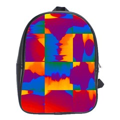 Gay Pride Rainbow Painted Abstract Squares Pattern School Bag (xl) by VernenInk