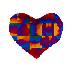 Gay Pride Rainbow Painted Abstract Squares Pattern Standard 16  Premium Heart Shape Cushions