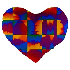 Gay Pride Rainbow Painted Abstract Squares Pattern Large 19  Premium Heart Shape Cushions