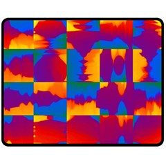 Gay Pride Rainbow Painted Abstract Squares Pattern Double Sided Fleece Blanket (medium)  by VernenInk