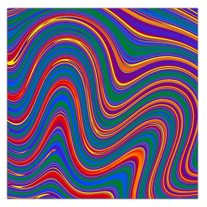 Gay Pride Rainbow Wavy Thin Layered Stripes Large Satin Scarf (Square)