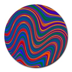 Gay Pride Rainbow Wavy Thin Layered Stripes Round Mousepads by VernenInk