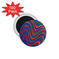 Gay Pride Rainbow Wavy Thin Layered Stripes 1 75  Magnets (100 Pack)  by VernenInk