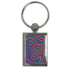 Gay Pride Rainbow Wavy Thin Layered Stripes Key Chain (rectangle) by VernenInk