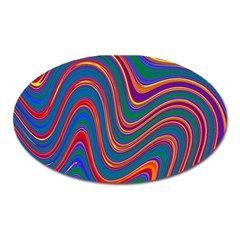 Gay Pride Rainbow Wavy Thin Layered Stripes Oval Magnet by VernenInk