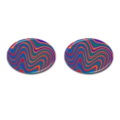 Gay Pride Rainbow Wavy Thin Layered Stripes Cufflinks (oval) by VernenInk