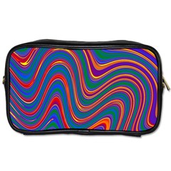 Gay Pride Rainbow Wavy Thin Layered Stripes Toiletries Bag (one Side) by VernenInk