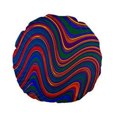 Gay Pride Rainbow Wavy Thin Layered Stripes Standard 15  Premium Round Cushions by VernenInk