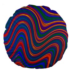 Gay Pride Rainbow Wavy Thin Layered Stripes Large 18  Premium Round Cushions by VernenInk