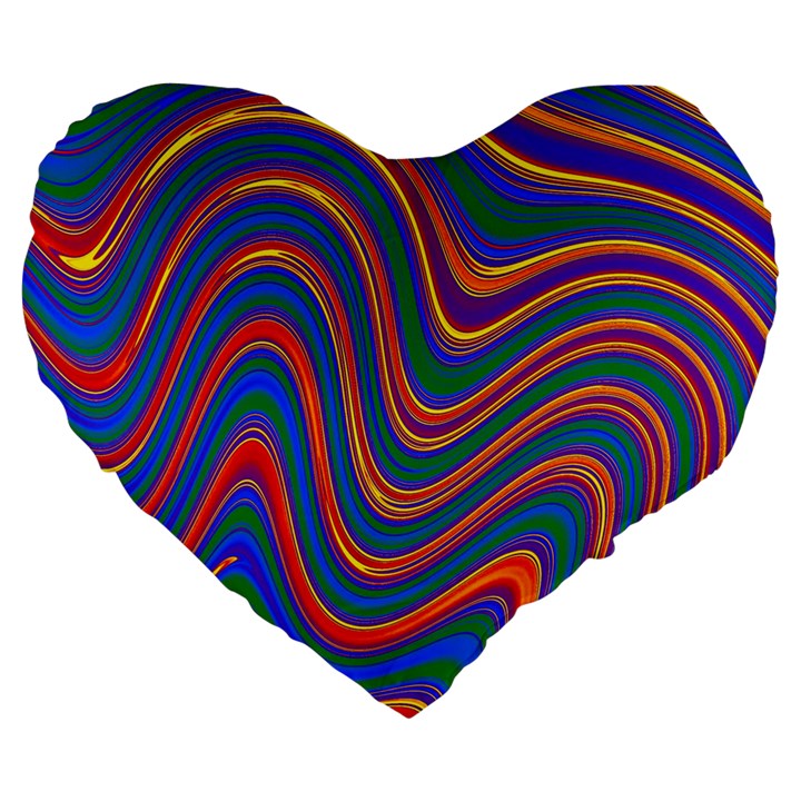 Gay Pride Rainbow Wavy Thin Layered Stripes Large 19  Premium Heart Shape Cushions