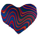 Gay Pride Rainbow Wavy Thin Layered Stripes Large 19  Premium Heart Shape Cushions Back