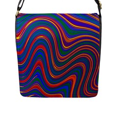 Gay Pride Rainbow Wavy Thin Layered Stripes Flap Closure Messenger Bag (l) by VernenInk