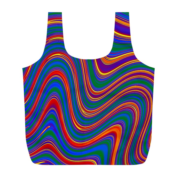 Gay Pride Rainbow Wavy Thin Layered Stripes Full Print Recycle Bag (L)