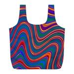 Gay Pride Rainbow Wavy Thin Layered Stripes Full Print Recycle Bag (L) Back