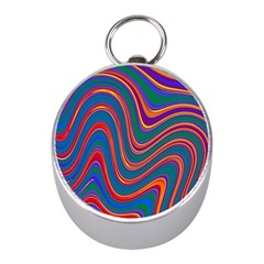 Gay Pride Rainbow Wavy Thin Layered Stripes Mini Silver Compasses by VernenInk