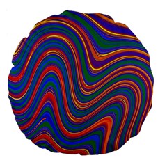 Gay Pride Rainbow Wavy Thin Layered Stripes Large 18  Premium Flano Round Cushions