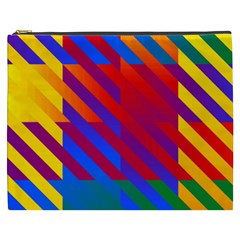 Gay Pride Rainbow Diagonal Striped Checkered Squares Cosmetic Bag (xxxl)