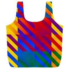 Gay Pride Rainbow Diagonal Striped Checkered Squares Full Print Recycle Bag (xxl) by VernenInk