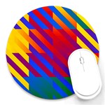 Gay Pride Rainbow Diagonal Striped Checkered Squares Round Mousepads Front