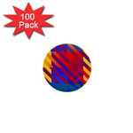 Gay Pride Rainbow Diagonal Striped Checkered Squares 1  Mini Buttons (100 pack)  Front