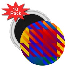 Gay Pride Rainbow Diagonal Striped Checkered Squares 2 25  Magnets (10 Pack)  by VernenInk