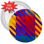 Gay Pride Rainbow Diagonal Striped Checkered Squares 3  Buttons (100 pack)  Front