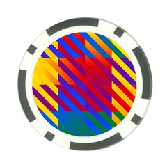 Gay Pride Rainbow Diagonal Striped Checkered Squares Poker Chip Card Guard