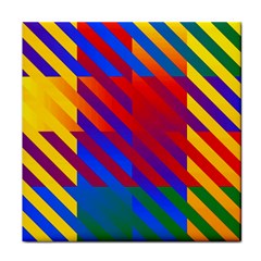 Gay Pride Rainbow Diagonal Striped Checkered Squares Face Towel by VernenInk